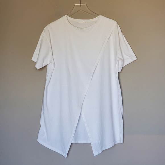 OSE Asymmetrical Open Cross-Over Front Short Sleeve Lagenlook Women's Top - Picture 5 of 6